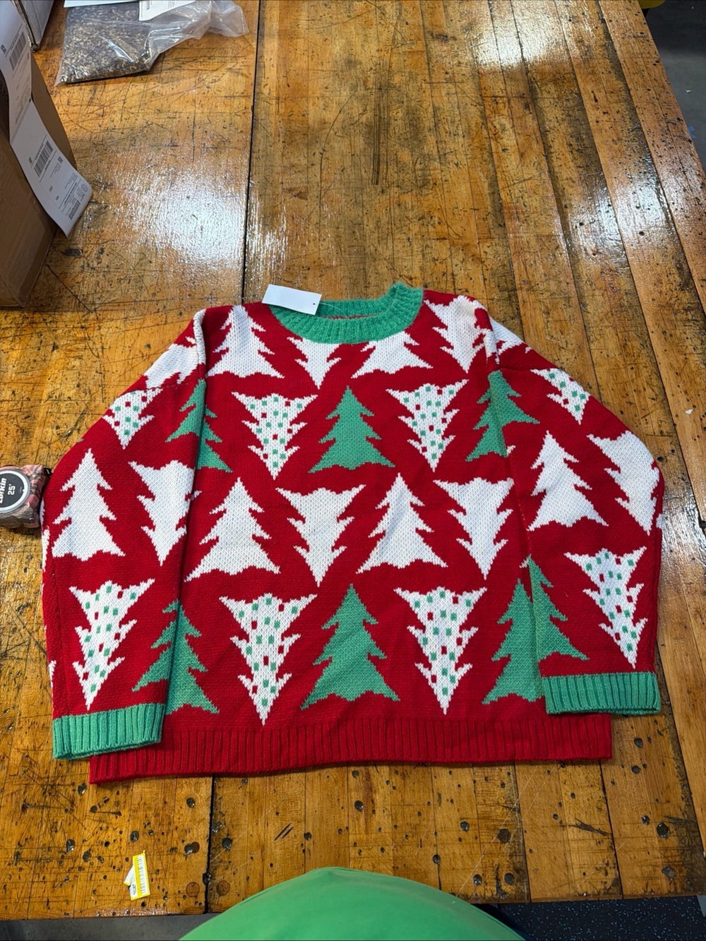 Ugly Christmas sweater NWT Size Small Unisex Trees Red Green White NOS